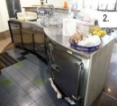 Gostinski pult s hladilnimi predali (inox, les)